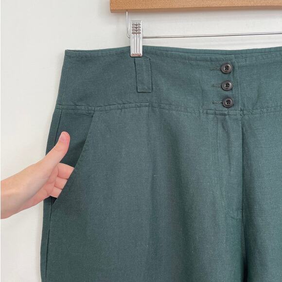 POETRY Linen-Silk Straight-Leg Button-Front Full-Length Trousers Pants - US16 - Picture 5 of 11